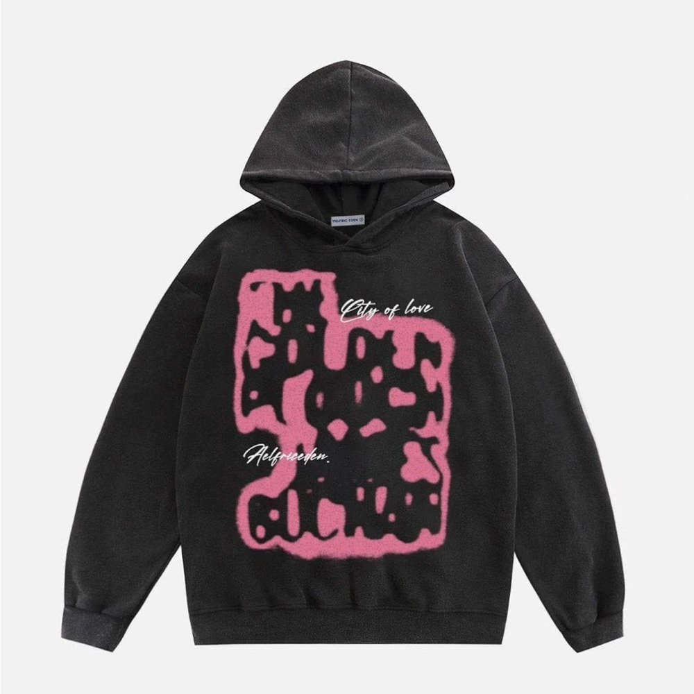 AELFRIC EDEN “CITY OF LOVE” ABSTRACT PRINT WASHED HOODIE
